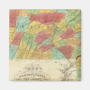 Kaart van Pennsylvania New Jersey en Delaware Magneet