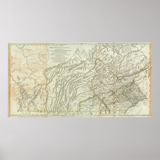 Kaart van Pennsylvania Poster (Voorkant)
