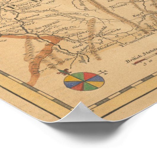  kaart van Pennsylvania Poster (Hoek)