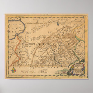  kaart van Pennsylvania Poster