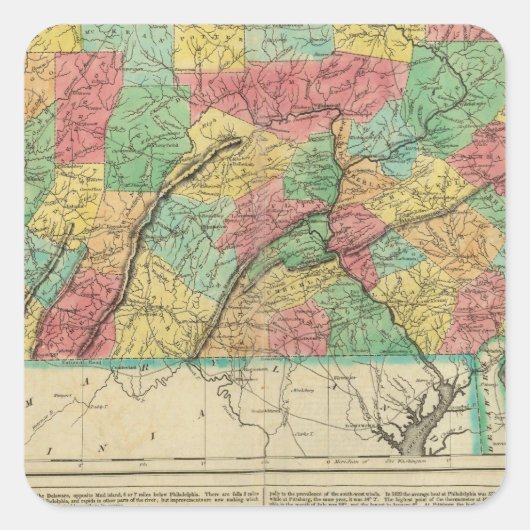 Kaart van Pennsylvania Vierkante Sticker (Voorkant)