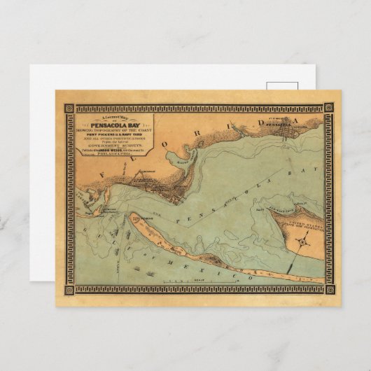 kaart van Pensacola, Florida (Voorkant / Achterkant)