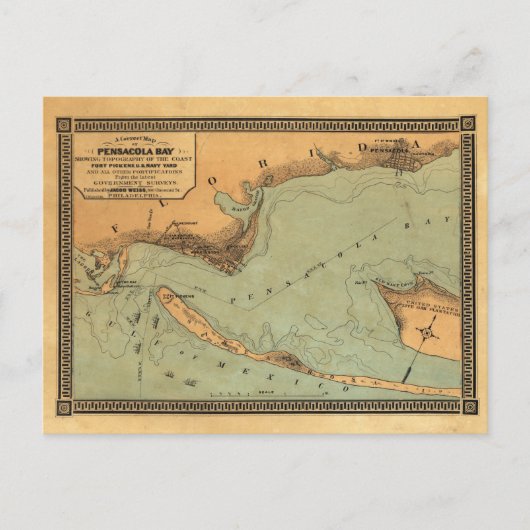  kaart van Pensacola, Florida (Voorkant)