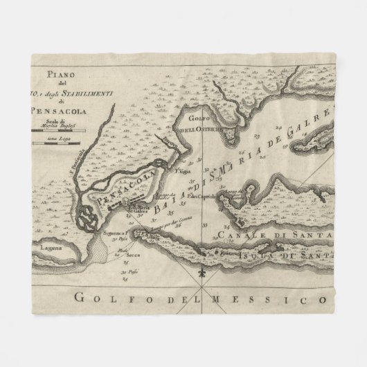  kaart van Pensacola Florida (1763) Fleece Deken (Voorkant (Horizontaal))