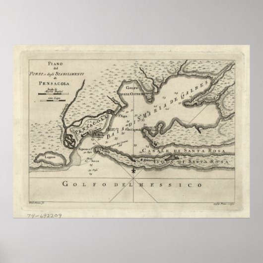 kaart van Pensacola Florida (1763) Poster (Voorkant)