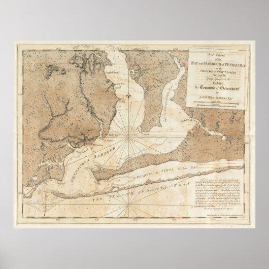 kaart van Pensacola Florida (1780) Poster (Voorkant)