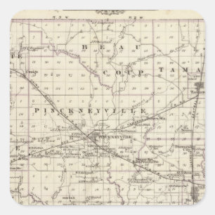 Kaart van Perry County, Nashville en Carmi Vierkante Sticker