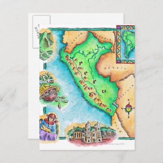 Kaart van Peru (Voorkant / Achterkant)
