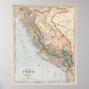 kaart van Peru (1901) Poster