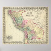  kaart van Peru en Bolivia (1856) Poster (Voorkant)