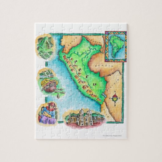 Kaart van Peru Legpuzzel (Verticaal)