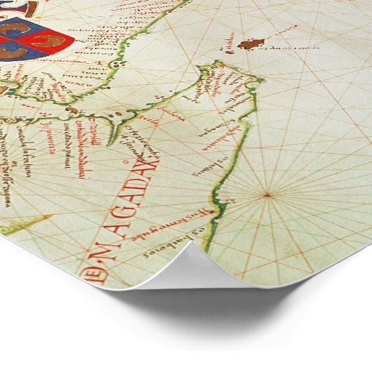 Kaart van Perzië, Arabië en India Poster (Hoek)