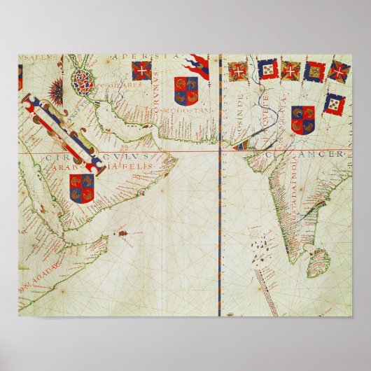 Kaart van Perzië, Arabië en India Poster (Voorkant)