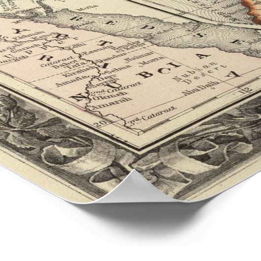 Kaart van Perzië, Turkije in Azië, Afghanistan Poster (Hoek)