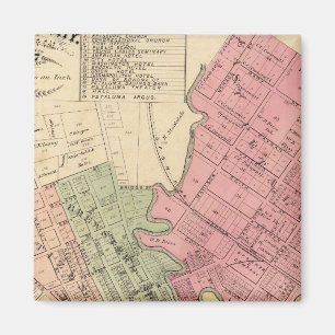 Kaart van Petaluma City 1877 Magneet