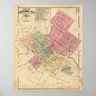 Kaart van Petaluma City 1877 Poster