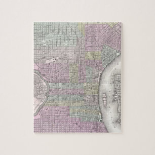  kaart van Philadelphia (1855) Legpuzzel