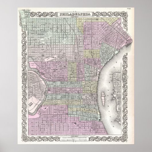  kaart van Philadelphia (1855) Poster (Voorkant)