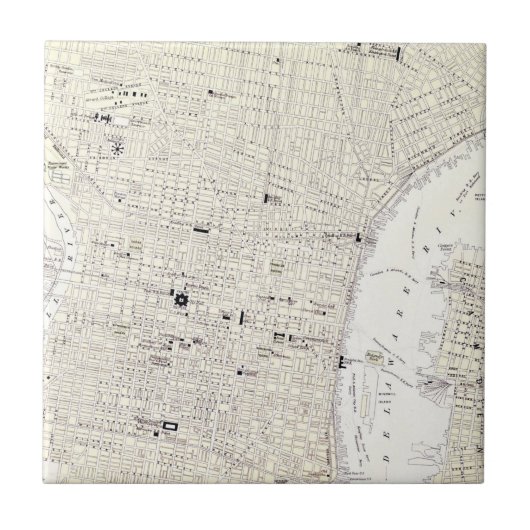  kaart van Philadelphia (1885) Tegeltje (Voorkant)