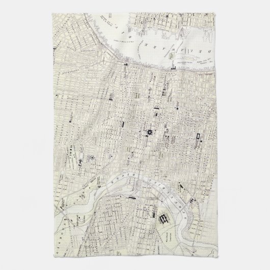  kaart van Philadelphia (1885) Theedoek (Verticaal)