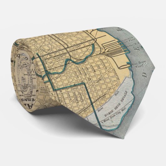  kaart van Philadelphia PA (1895) Stropdas (Opgerold)