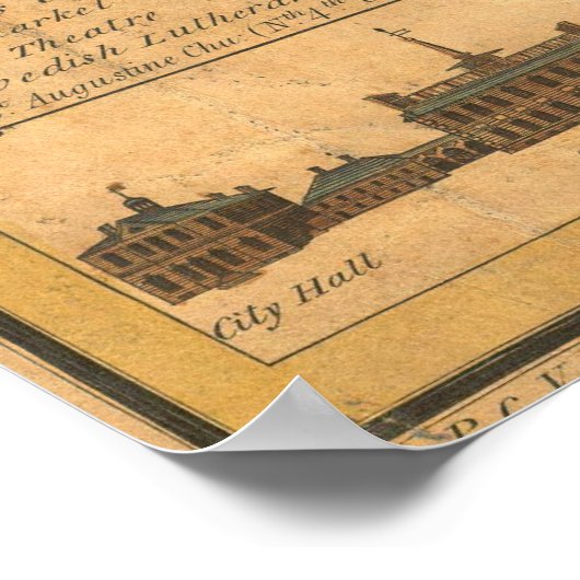  kaart van Philadelphia Pennsylvania (1802) Poster (Hoek)