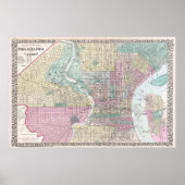  kaart van Philadelphia Pennsylvania (1876) Poster (Voorkant)