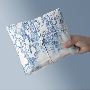 Kaart van Phippsburg Maine 1774 Inn Blue Tissuepapier