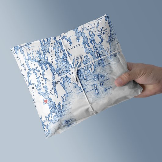 Kaart van Phippsburg Maine 1774 Inn Blue Tissuepapier