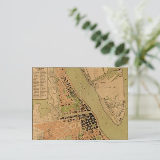 Kaart van Phnom Penh, Cambodja (circa 1920) (Staand voorkant)