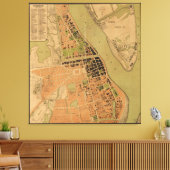 Kaart van Phnom Penh, Cambodja (circa 1920) Canvas Afdruk (Insitu (Woonkamer))