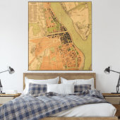 Kaart van Phnom Penh, Cambodja (circa 1920) Canvas Afdruk (Insitu (Slaapkamer))