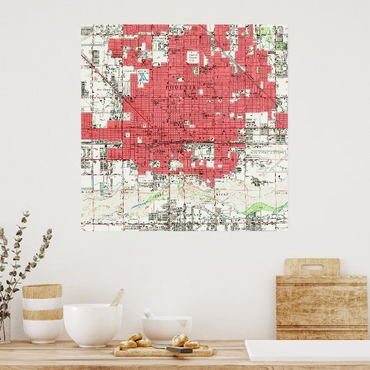  kaart van Phoenix Arizona (1952) 3 Poster (Keuken)