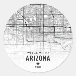 Kaart van Phoenix, Arizona   Bruiloft Welkom Ronde Sticker