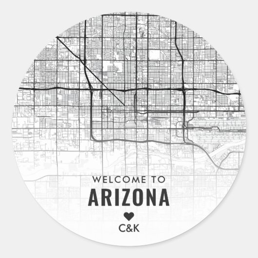 Kaart van Phoenix, Arizona | Bruiloft Welkom Ronde Sticker (Voorkant)