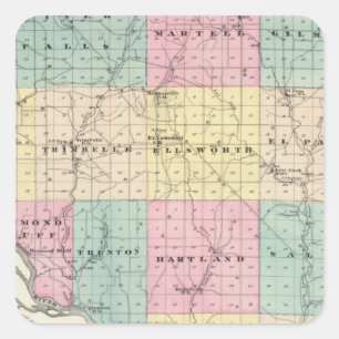 Kaart van Pierce County en Ellsworth Vierkante Sticker