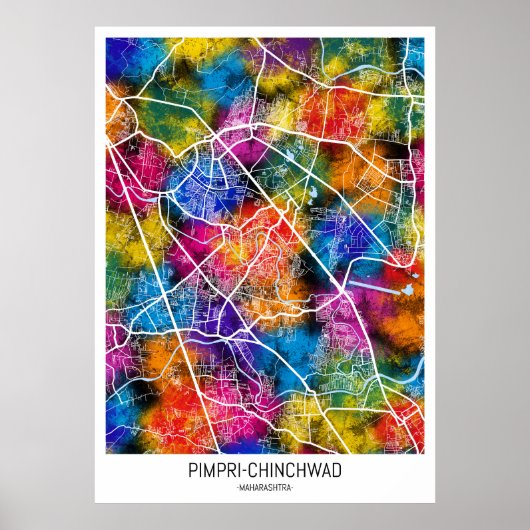 Kaart van Pimpri-Chinchwad Maharashtra Poster (Voorkant)