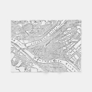  kaart van Pittsburgh (1885) Fleece Deken