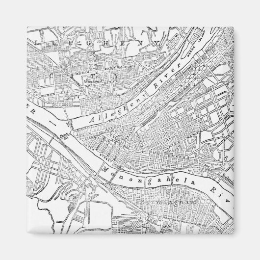  kaart van Pittsburgh (1885) Magneet (Voorkant)