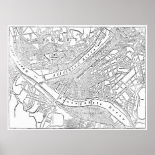  kaart van Pittsburgh (1885) Poster