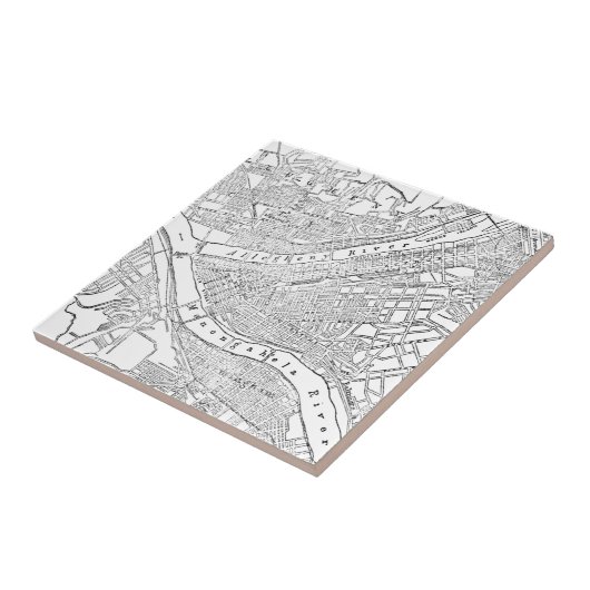  kaart van Pittsburgh (1885) Tegeltje (Zijkant)