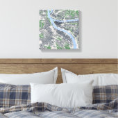 Kaart van Pittsburgh City Pennsylvania Canvas Afdruk (Insitu (Slaapkamer))