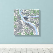 Kaart van Pittsburgh City Pennsylvania Canvas Afdruk (Insitu (Houten vloer))