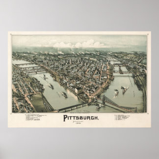 Kaart van Pittsburgh (Fowler) - 1902, BigMapBlog.c Poster