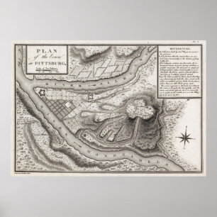 kaart van Pittsburgh PA (1796) Poster