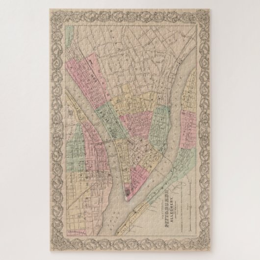  kaart van Pittsburgh PA (1855) Legpuzzel (Verticaal)
