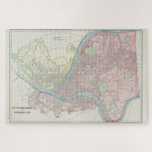 kaart van Pittsburgh Pennsylvania (1901) Legpuzzel