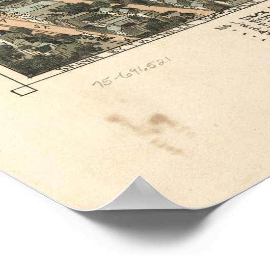 Kaart van Pittsburgh, Uitzicht van vogels en ogen, Poster (Hoek)