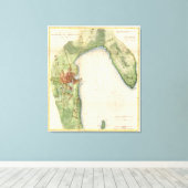 kaart van Plattsburgh New York (1872) Canvas Afdruk (Insitu (Houten vloer))