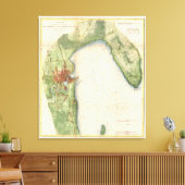 kaart van Plattsburgh New York (1872) Canvas Afdruk (Insitu (Woonkamer))